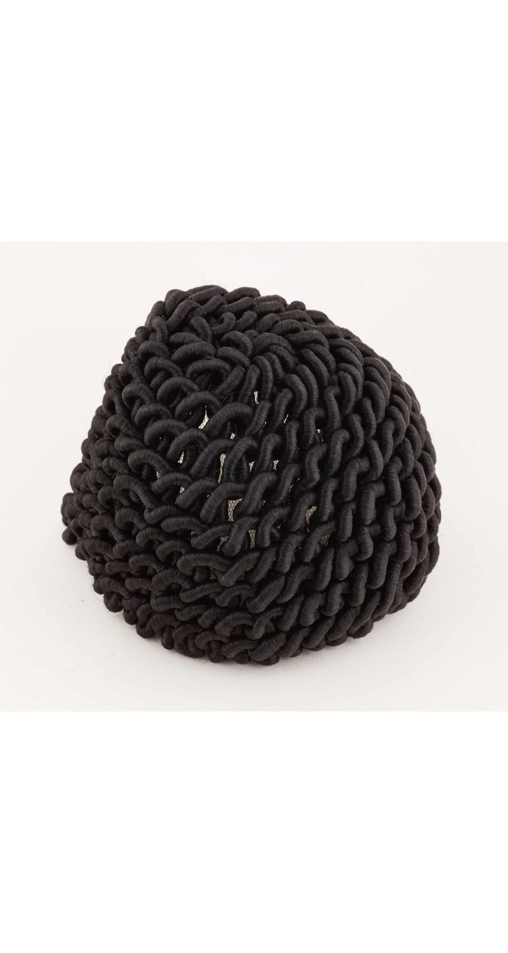 1950s Black Braided Rope Cloche Hat