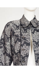 1980s Floral Silver Jacquard Cropped Jacket