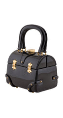 1960s Black Patent Leather Treasure Chest Handbag