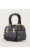 1960s Black Patent Leather Treasure Chest Handbag