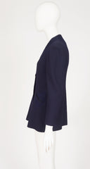 1980s-does-1940s Beaded Navy Wool Crepe Evening Jacket