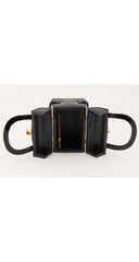 1960s Black Patent Leather Treasure Chest Handbag