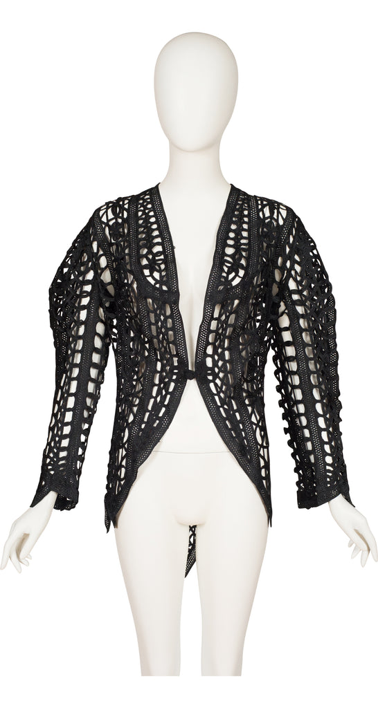 Antique Black Silk Braided Tape Lace Tailcoat Jacket