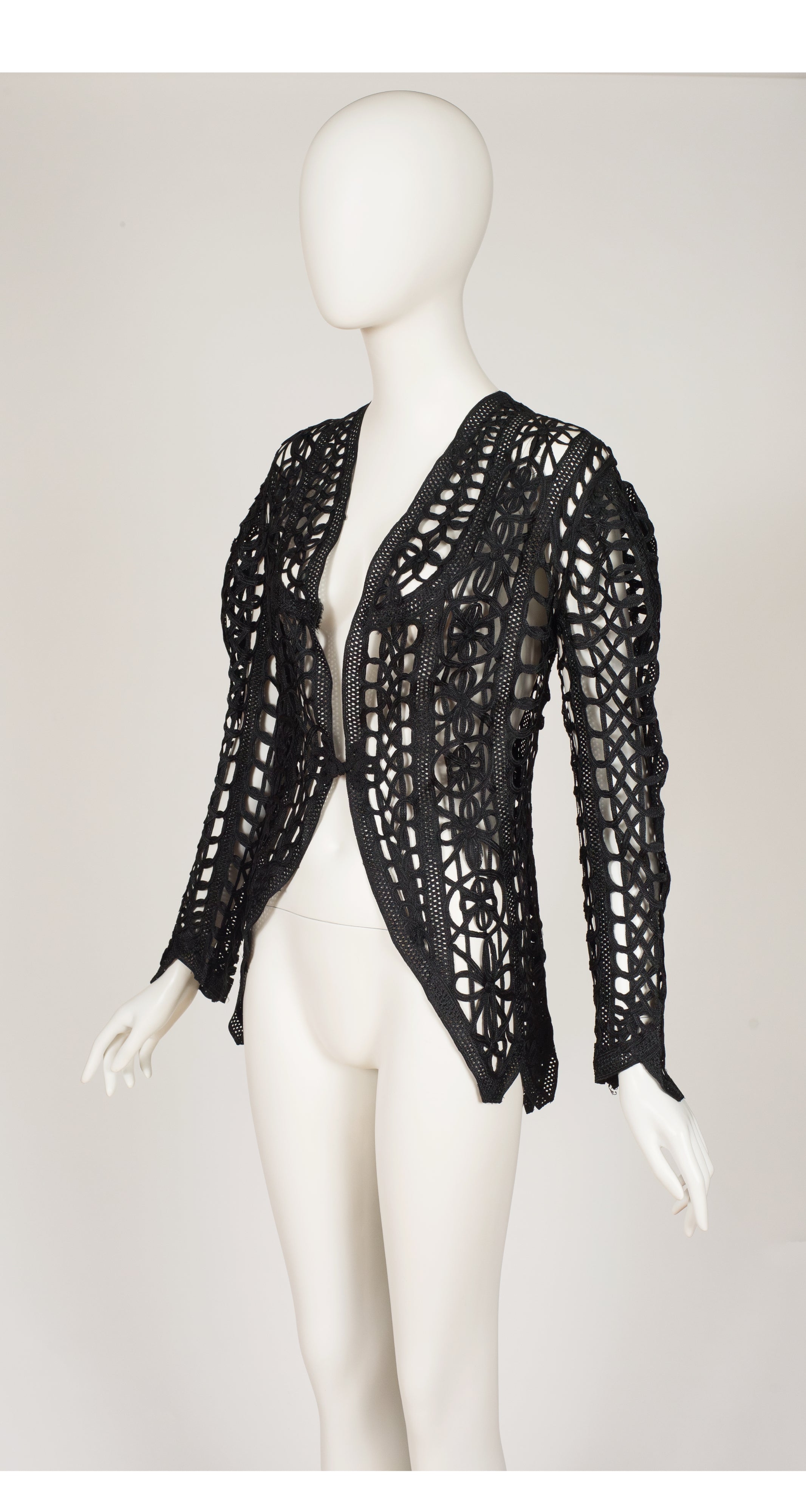 Antique Black Silk Braided Tape Lace Tailcoat Jacket