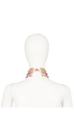 1950s Glass Beaded Multi-Strand Choker Necklace