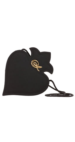 1990s Black Faille Sculptural Evening Bag