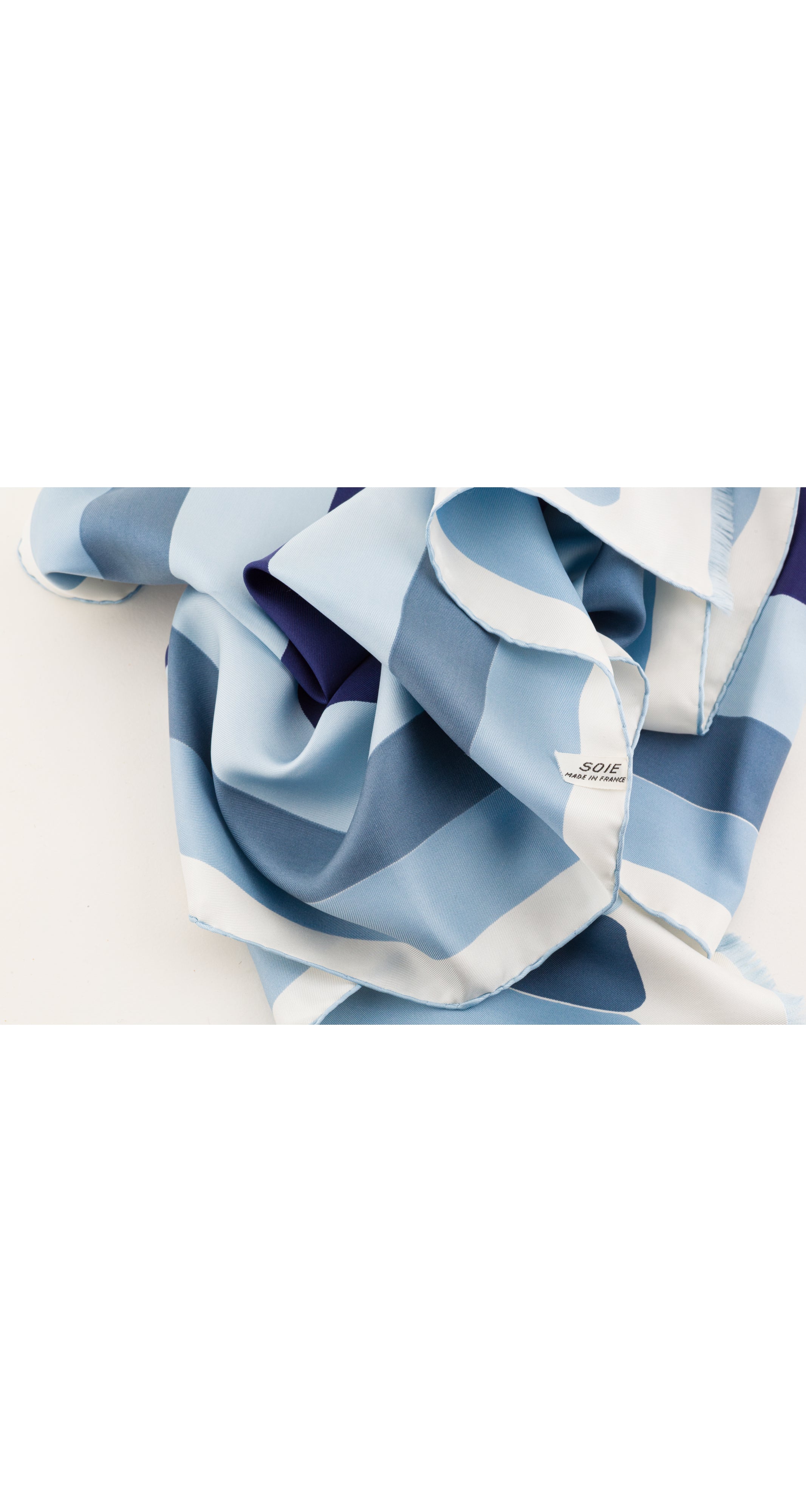 1960s Striped Blue Silk Twill Long Scarf