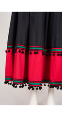 1977 S/S "Spanish Collection" Black Cotton Pom-Pom Circle Skirt