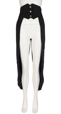 1992 F/W Black Rayon Crepe Tails Belt