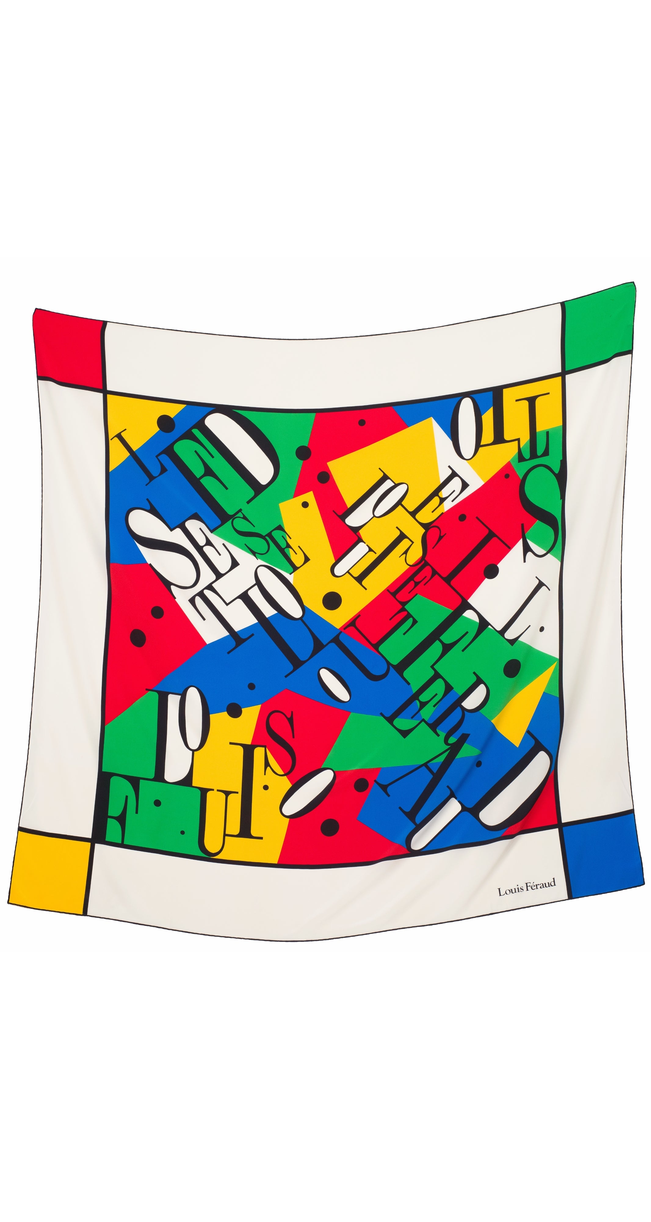 1980s 51" Mondrian Color-Block Silk Scarf