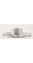 1980s Silver Metallic Straw Cut-Out Wide Brim Hat