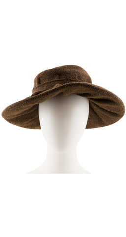 1997 F/W Brown Tweed Pleated Wide Brim Hat