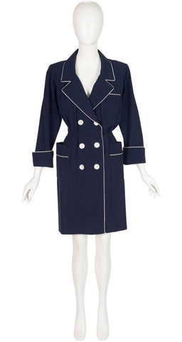 1991 Cruise Navy Wool Double-Breasted Blazer Dress