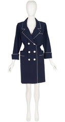 1991 Cruise Navy Wool Double-Breasted Blazer Dress