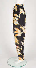 1980s Banana Novelty Print Black Tapered Pants
