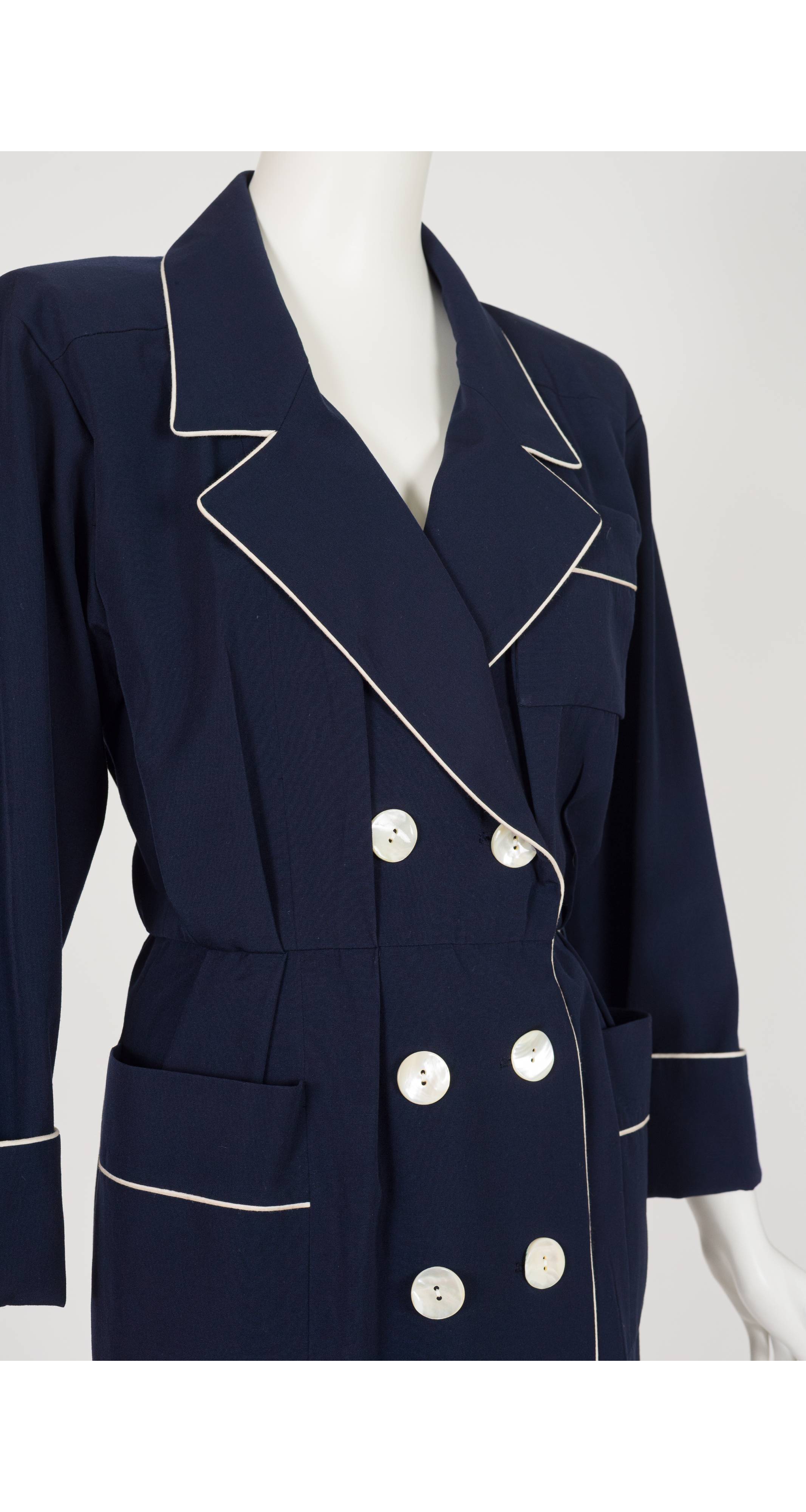 1991 Cruise Navy Wool Double-Breasted Blazer Dress