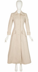 1970s Italian Beige Cotton Maxi Trench Coat