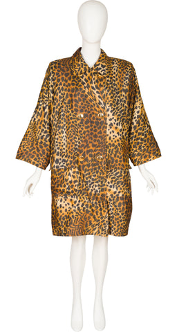 1993 S/S Leopard Print Silk Double-Breasted Rain Coat