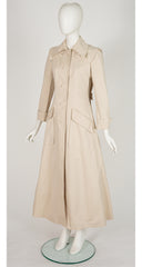 1970s Italian Beige Cotton Maxi Trench Coat