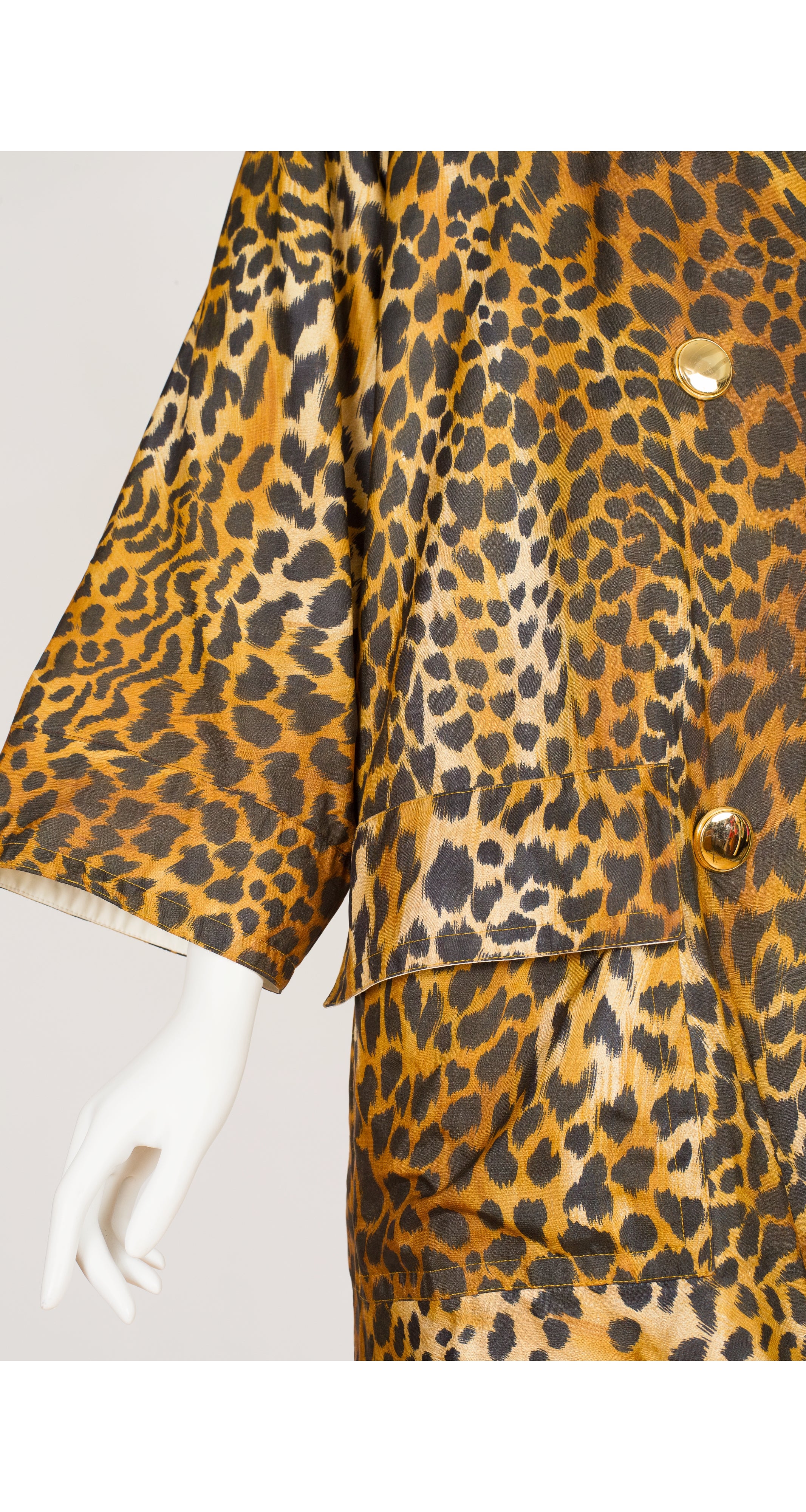 1993 S/S Leopard Print Silk Double-Breasted Rain Coat