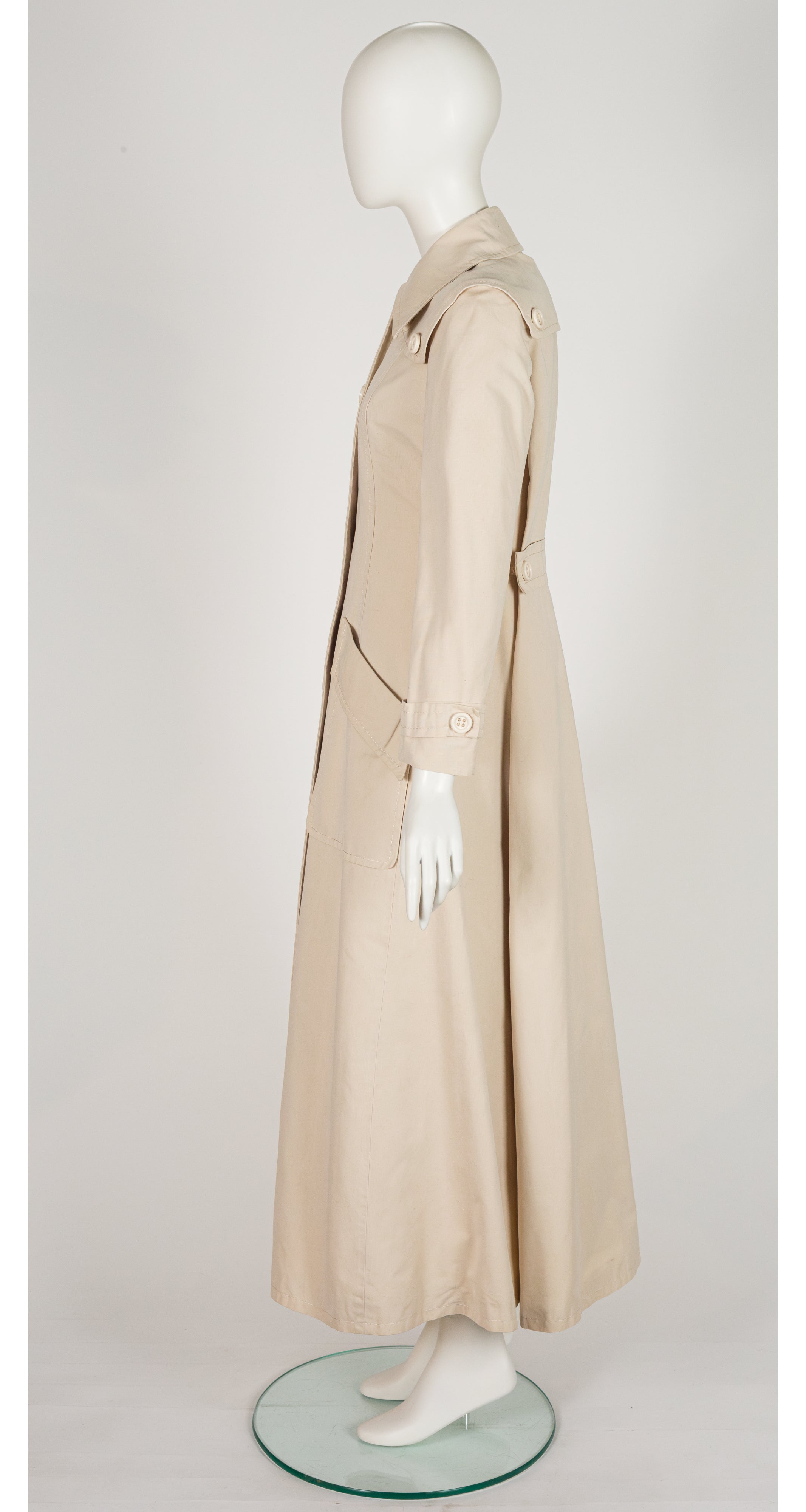 1970s Italian Beige Cotton Maxi Trench Coat
