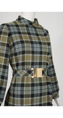 1960s Tartan Wool Belted Long Sleeve Dress