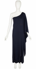 1975-76 F/W Black Jersey One-Shoulder Grecian Gown