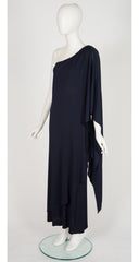 1975-76 F/W Black Jersey One-Shoulder Grecian Gown