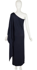 1975-76 F/W Black Jersey One-Shoulder Grecian Gown
