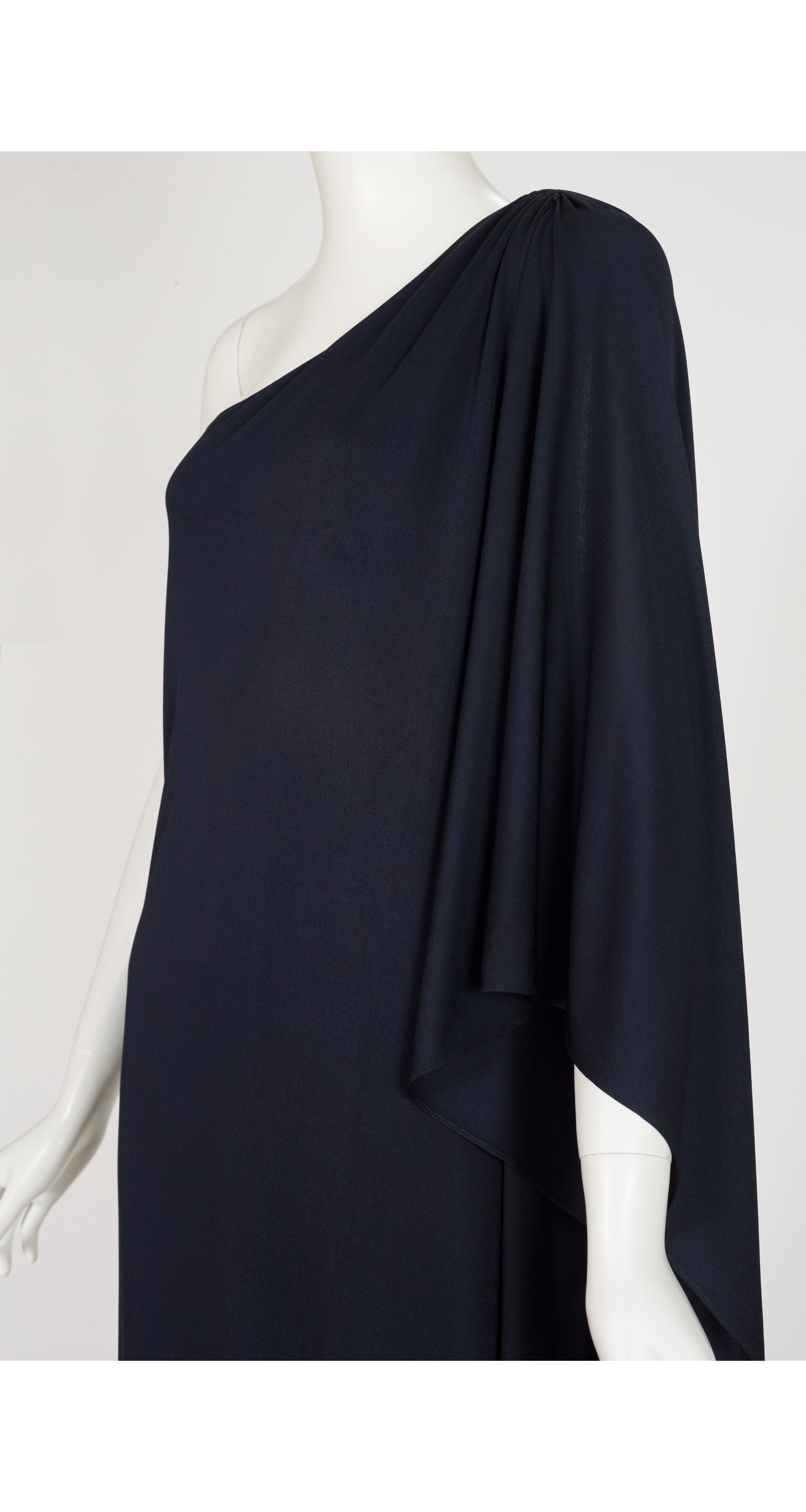 1975-76 F/W Black Jersey One-Shoulder Grecian Gown