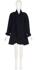 1990-91 F/W Black Angora & Cashmere Swing Scarf Coat