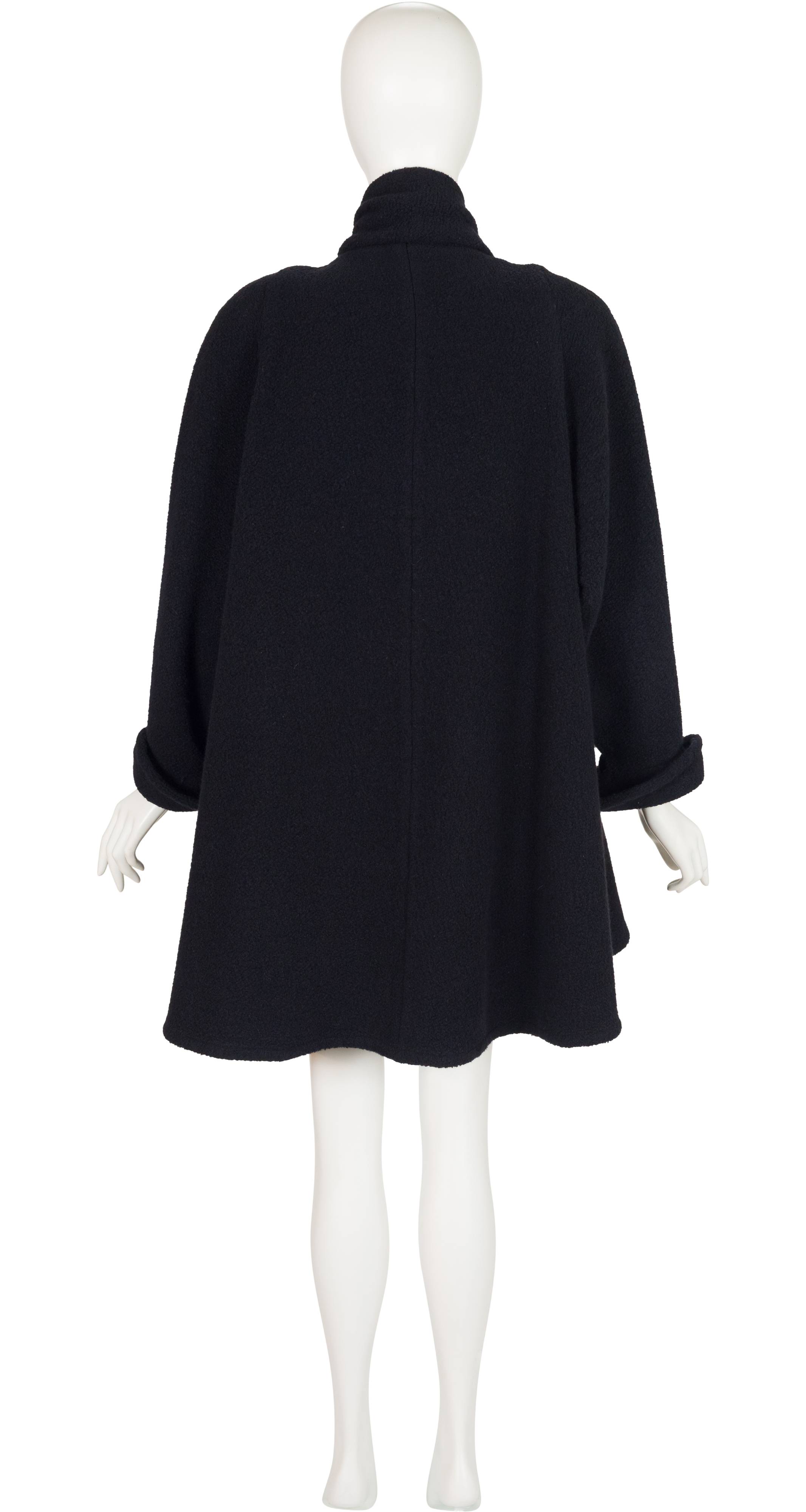 1990-91 F/W Black Angora & Cashmere Swing Scarf Coat