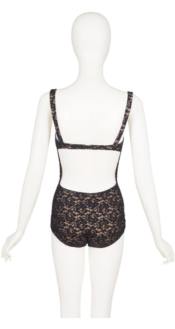 2000s Reissue Lace Nude Illusion One-Piece Swimsuit