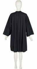 1980s Black Pleated Lightweight Swing Raincoat