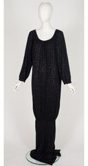 1985-86 F/W Black Glitter Jersey Convertible Evening Dress