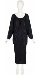 1985-86 F/W Black Glitter Jersey Convertible Evening Dress