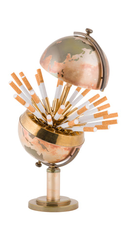 1950s Mid-Century Brass Globe Cigarette Dispenser
