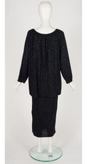 1985-86 F/W Black Glitter Jersey Convertible Evening Dress