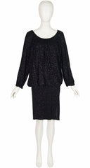 1985-86 F/W Black Glitter Jersey Convertible Evening Dress