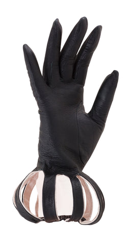 1950s Black Leather Cut-Out Cage Gloves