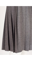 1970s Gray Wool Pleated Knee-Length Skirt