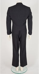 1980s Men's Gray Plaid Wool Tuxedo Suit