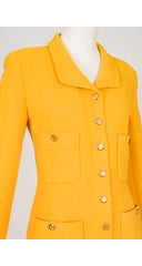 1989 S/S Canary Yellow Wool Tweed Skirt Suit