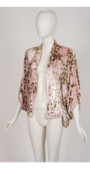 1980s Floral Lurex Burnout Velvet Batwing Jacket