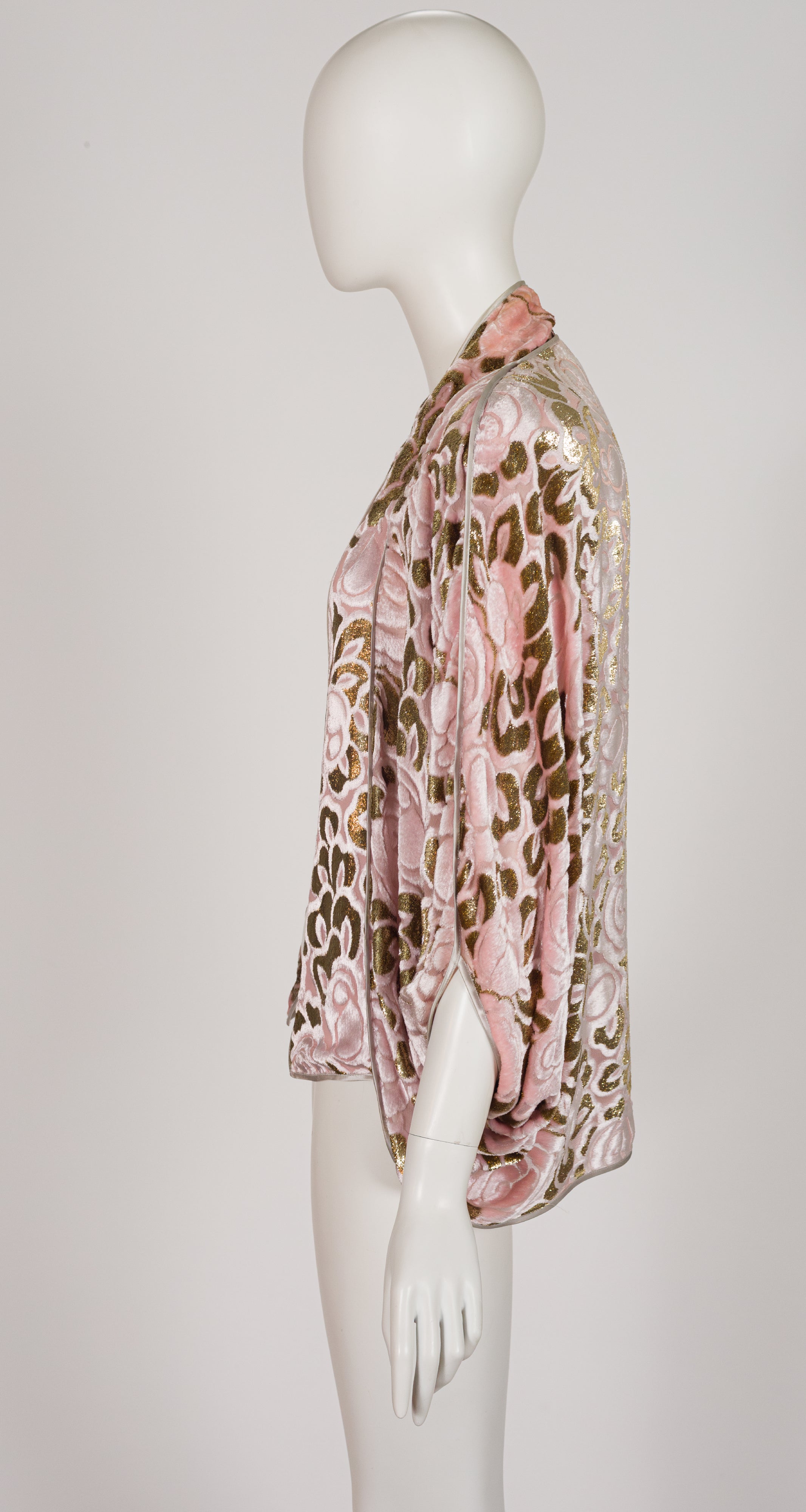 1980s Floral Lurex Burnout Velvet Batwing Jacket