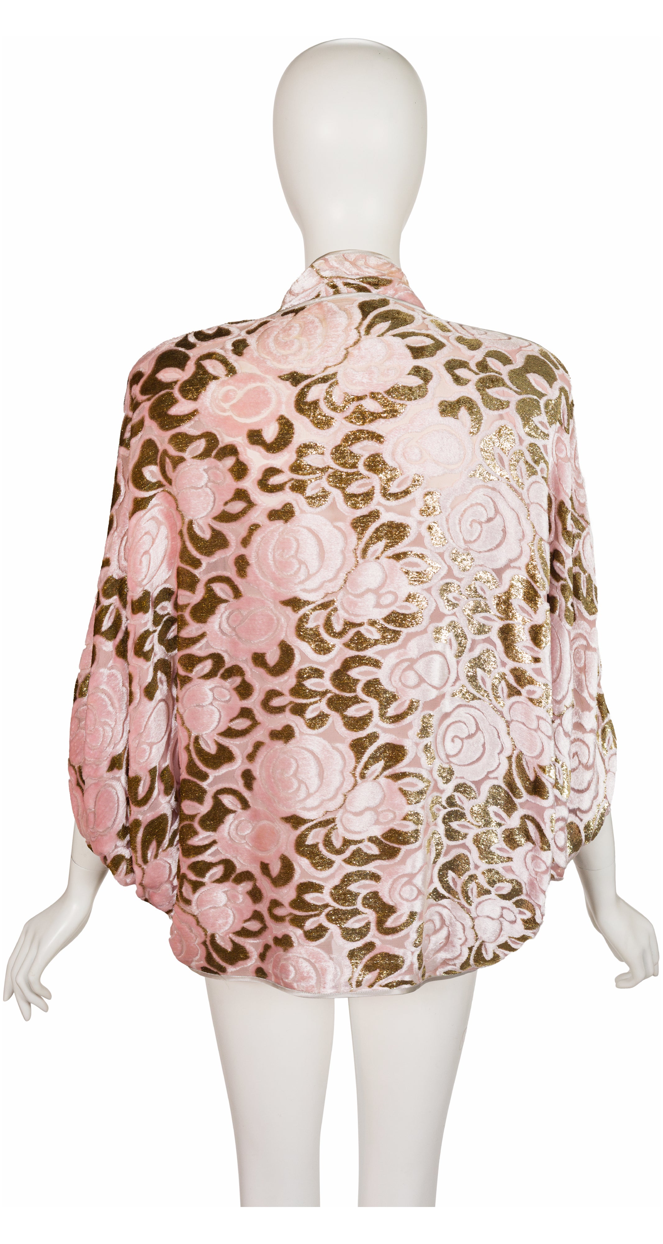 1980s Floral Lurex Burnout Velvet Batwing Jacket