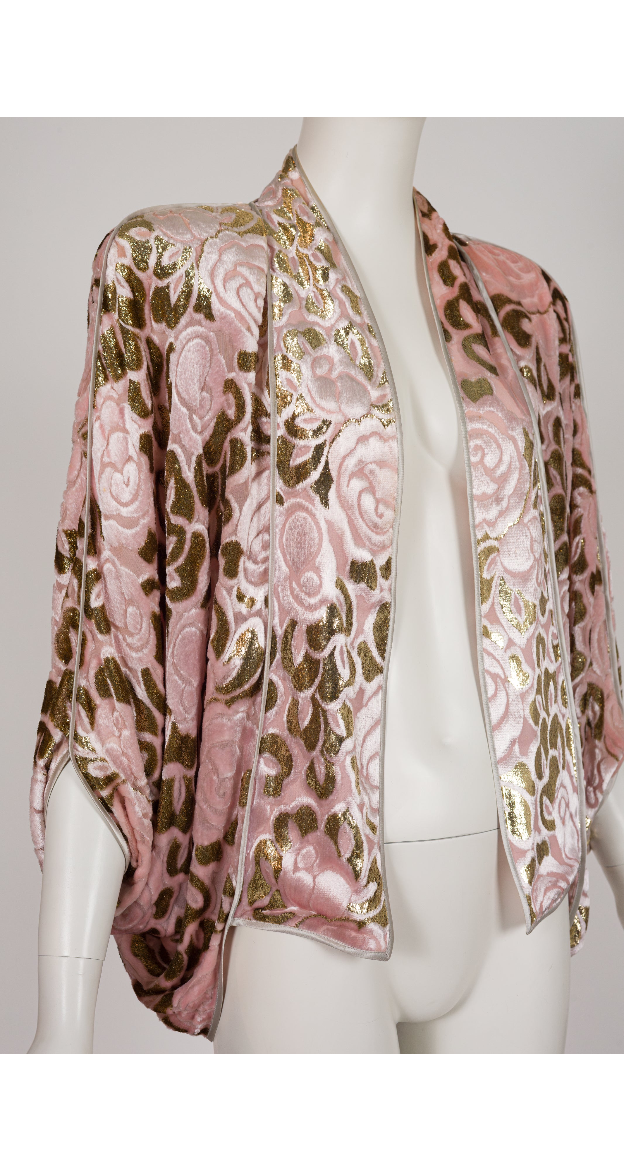 1980s Floral Lurex Burnout Velvet Batwing Jacket