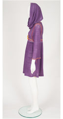 1970s Purple Knit Mini Dress & Head Scarf