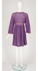 1970s Purple Knit Mini Dress & Head Scarf