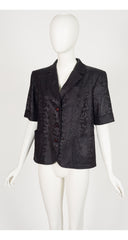 1990s Black Faux Python Skin Short Sleeve Jacket